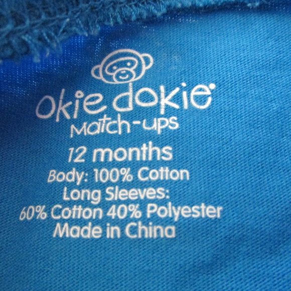 Okie Dokie Pullover T Shirt Boys Size 12M Blue Gray Long Sleeve Awesome Tee Top - Picture 3 of 4